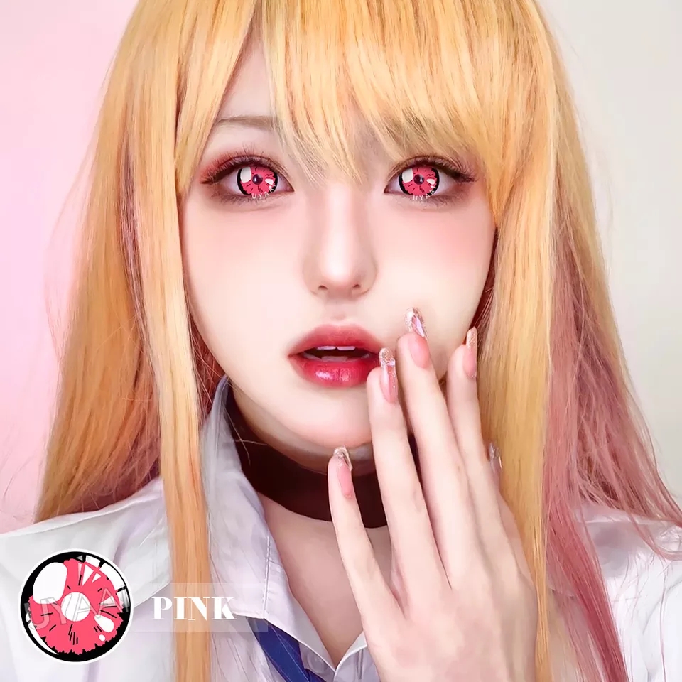 UYAAI Heart Eyes Series Pink Colored Contact Lenses 1 Year Disposable  Cosplay Makeup