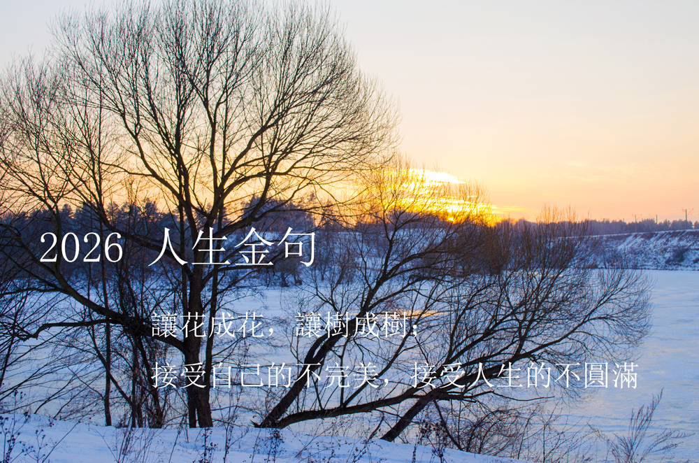 2026 人生金句 ~ 讓花成花，讓樹成樹；接受自己的不完美，接受人生的不圓滿