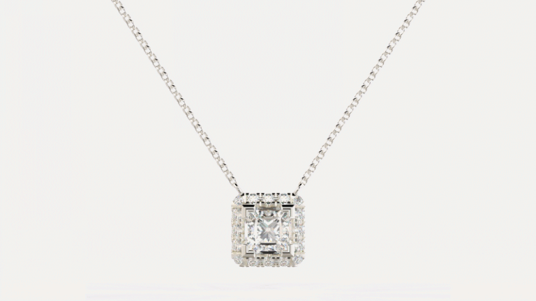 Princess Halo Diamond Pendant