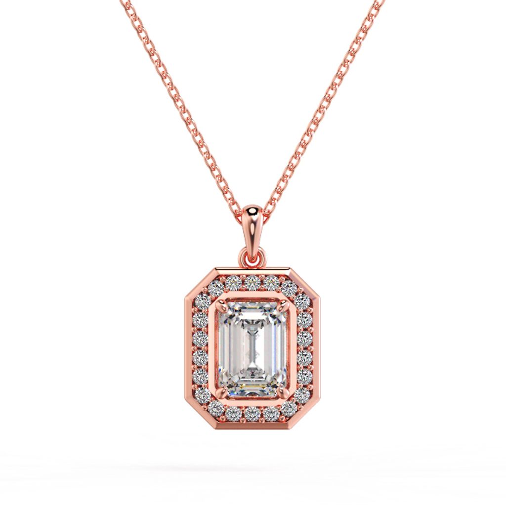 Fancy Collection Emerald Halo Diamond Pendant Pink.jpg