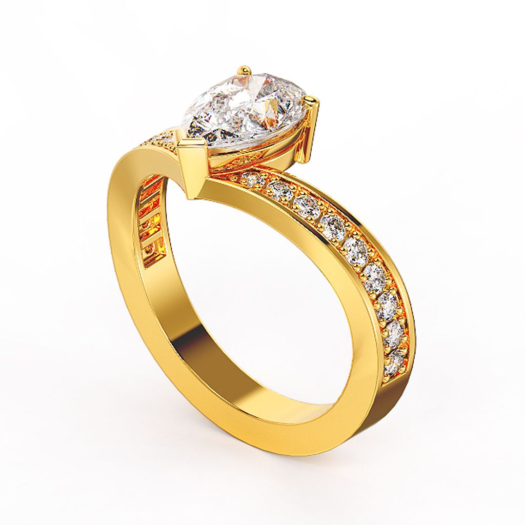 Pear Empire Diamond Ring Yellow