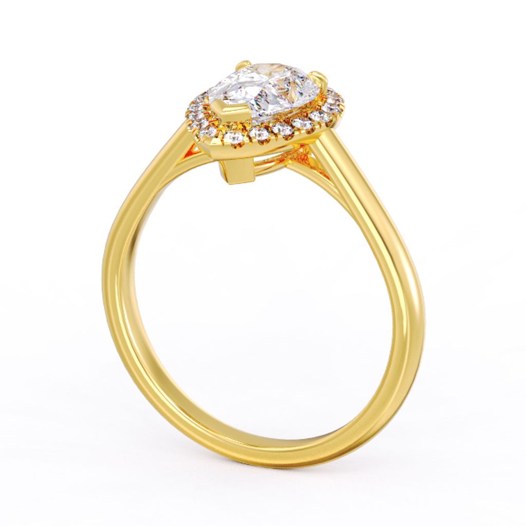 Pear Halo Diamond Ring Yellow
