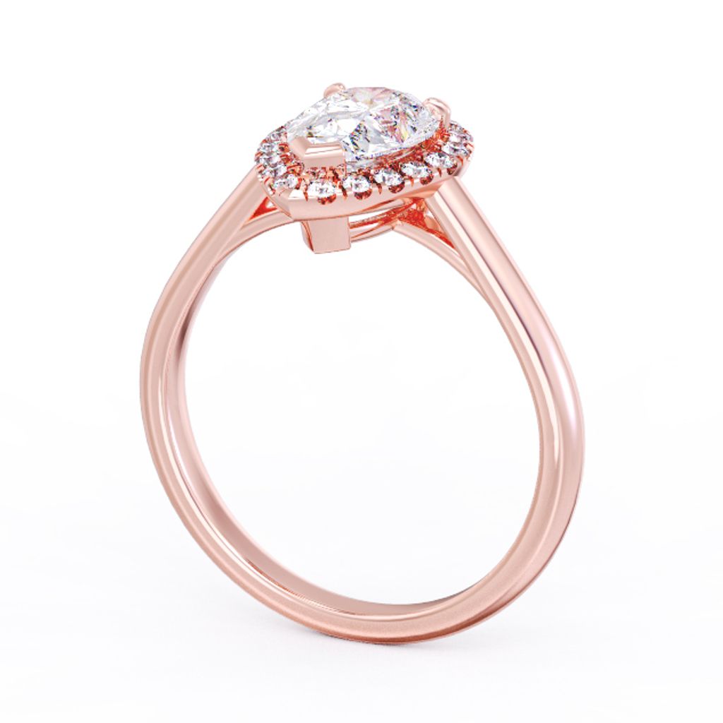 Pear Halo Diamond Ring Pink