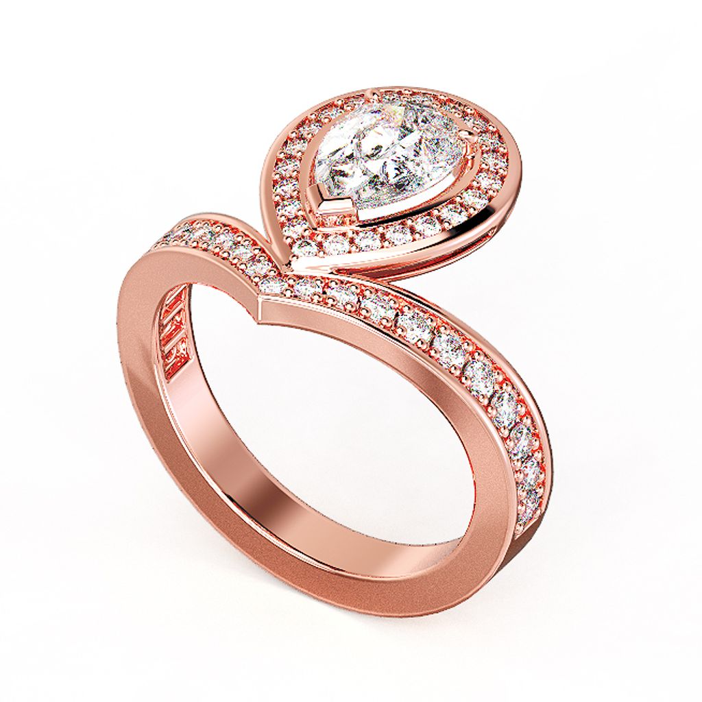 Pear Dynasty Diamond Ring Pink