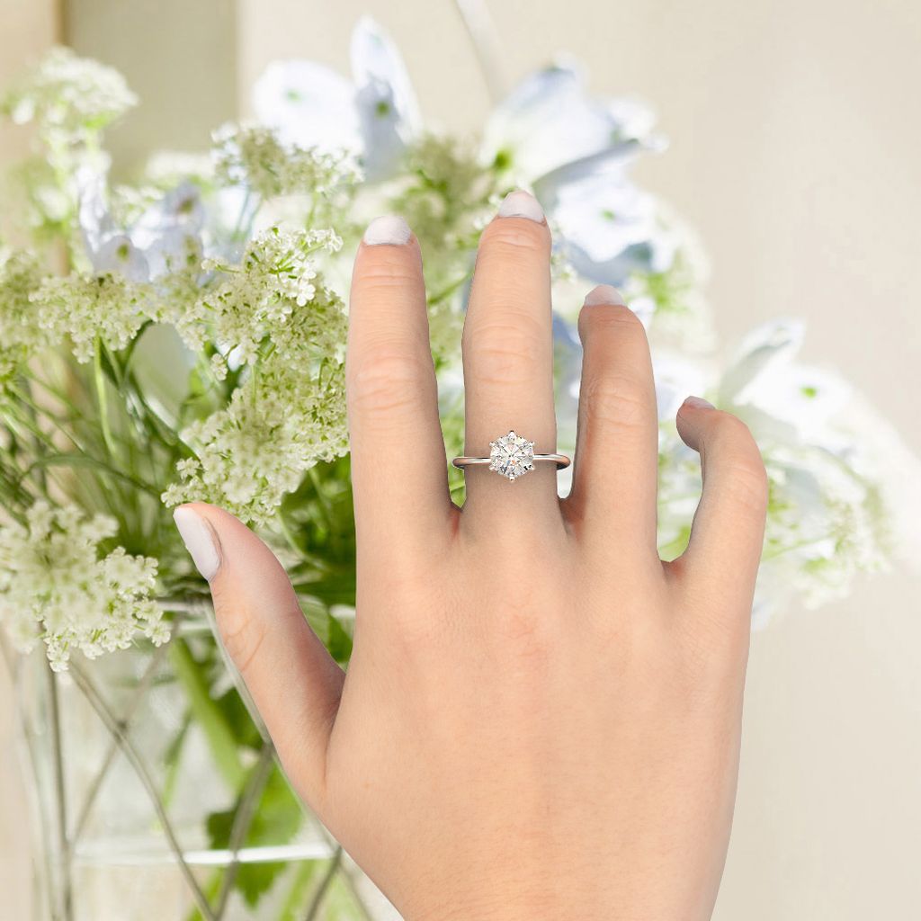 Love Breeze Engagement Ring with Hand