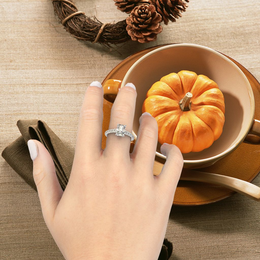 Radiant Elegant Diamond Ring with Hand OK 2
