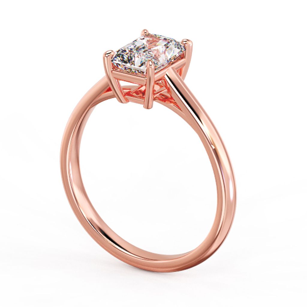 Radiant Solitaire Diamond Ring Pink