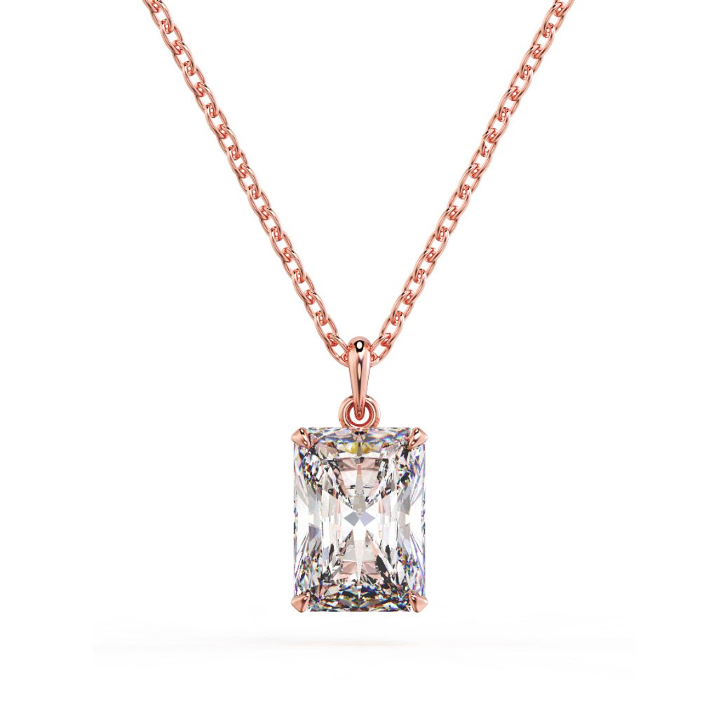 Radiant Solitaire Diamond Pendant Pink OK
