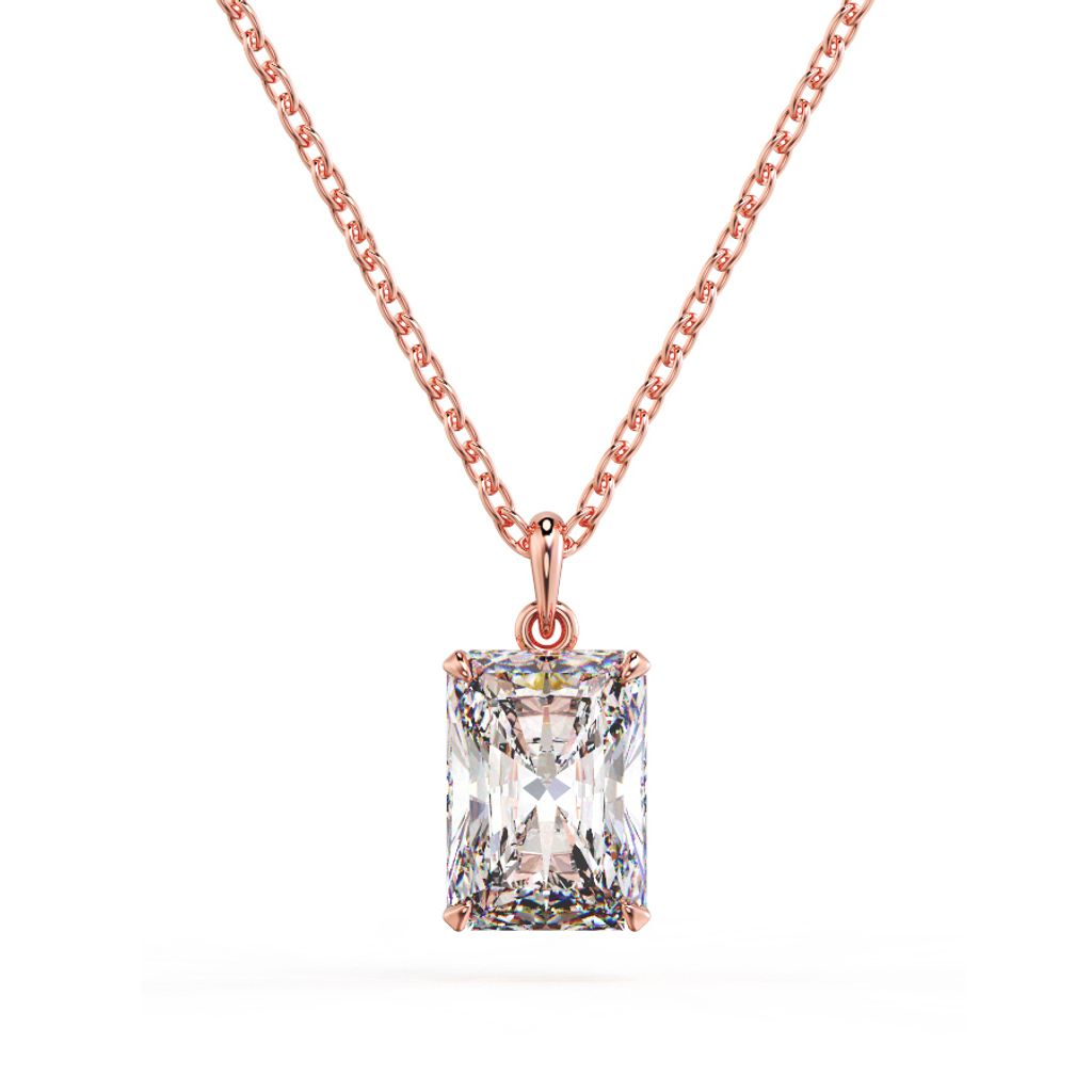 Radiant Solitaire Diamond Pendant Pink OK