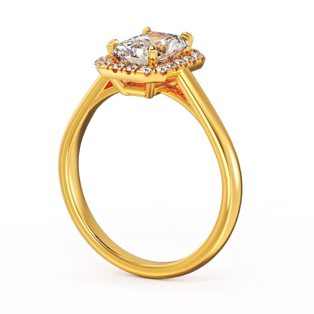Radiant Halo Diamond Ring Yellow