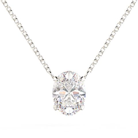 Oval Solitaire Diamond Pendant 1