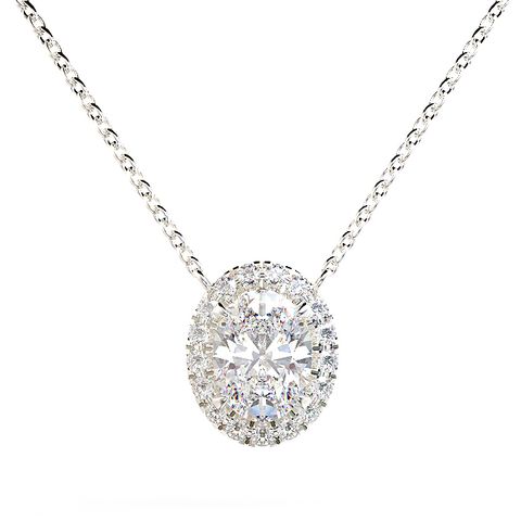 Oval Halo Diamond Pendant 1