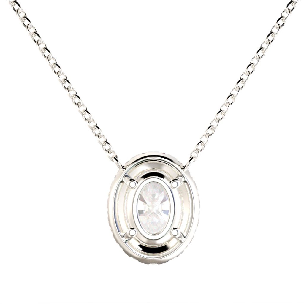 Oval Halo Diamond Pendant 2