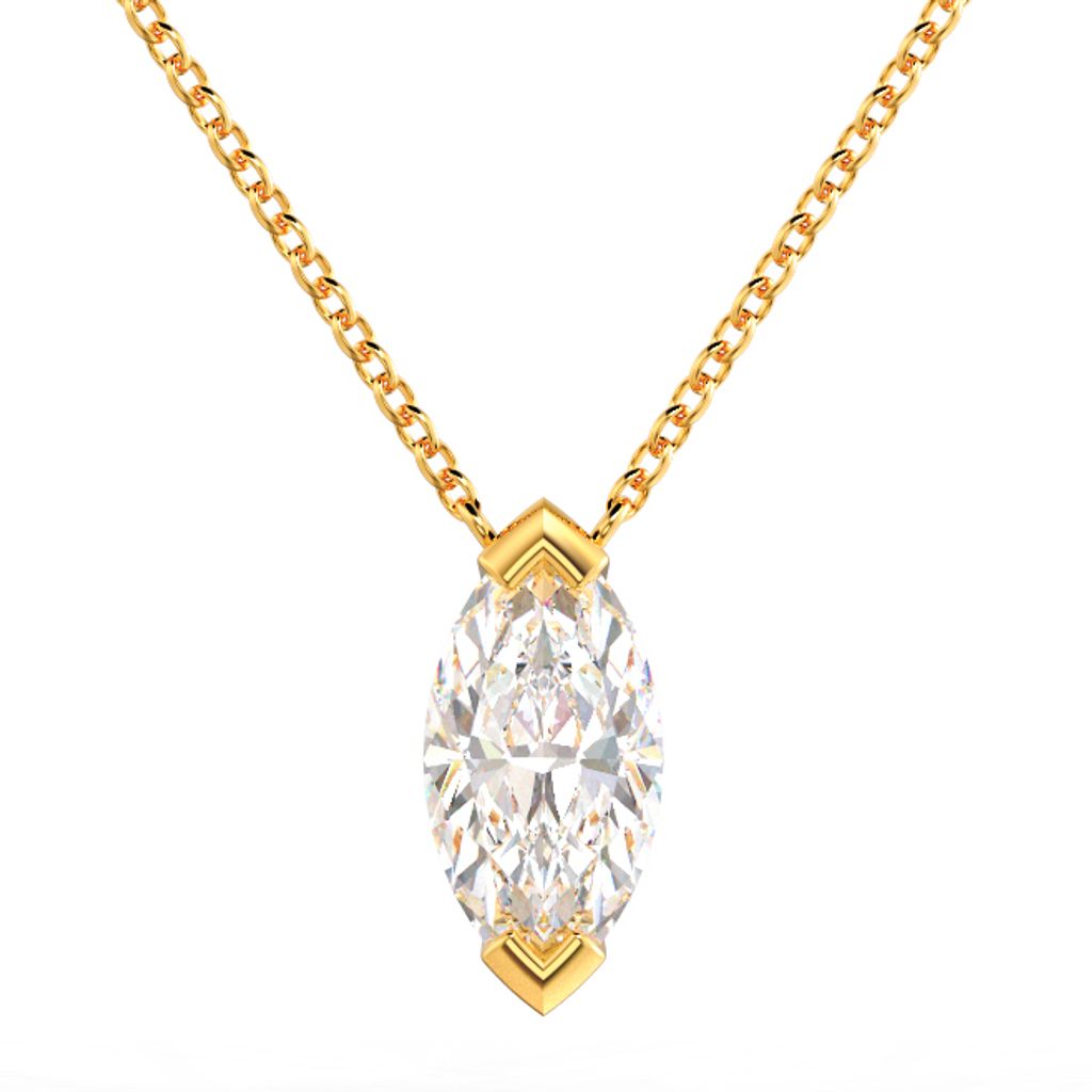 Marquise Solitaire Diamond Pendant Yellow