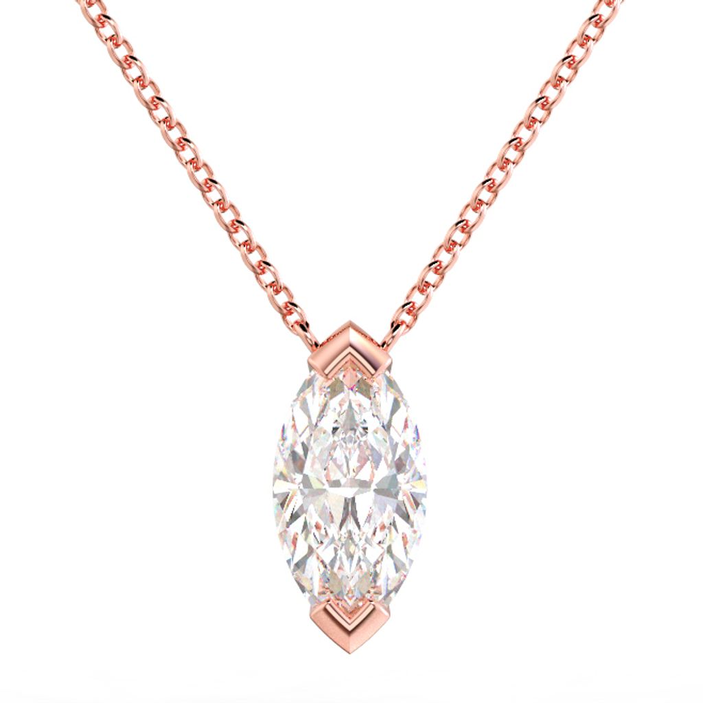Marquise Solitaire Diamond Pendant Pink