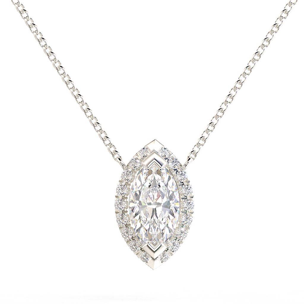 Marquise Halo Diamond Pendant 1