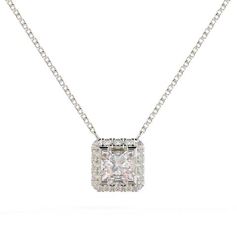 Princess Halo Diamond Pendant 1