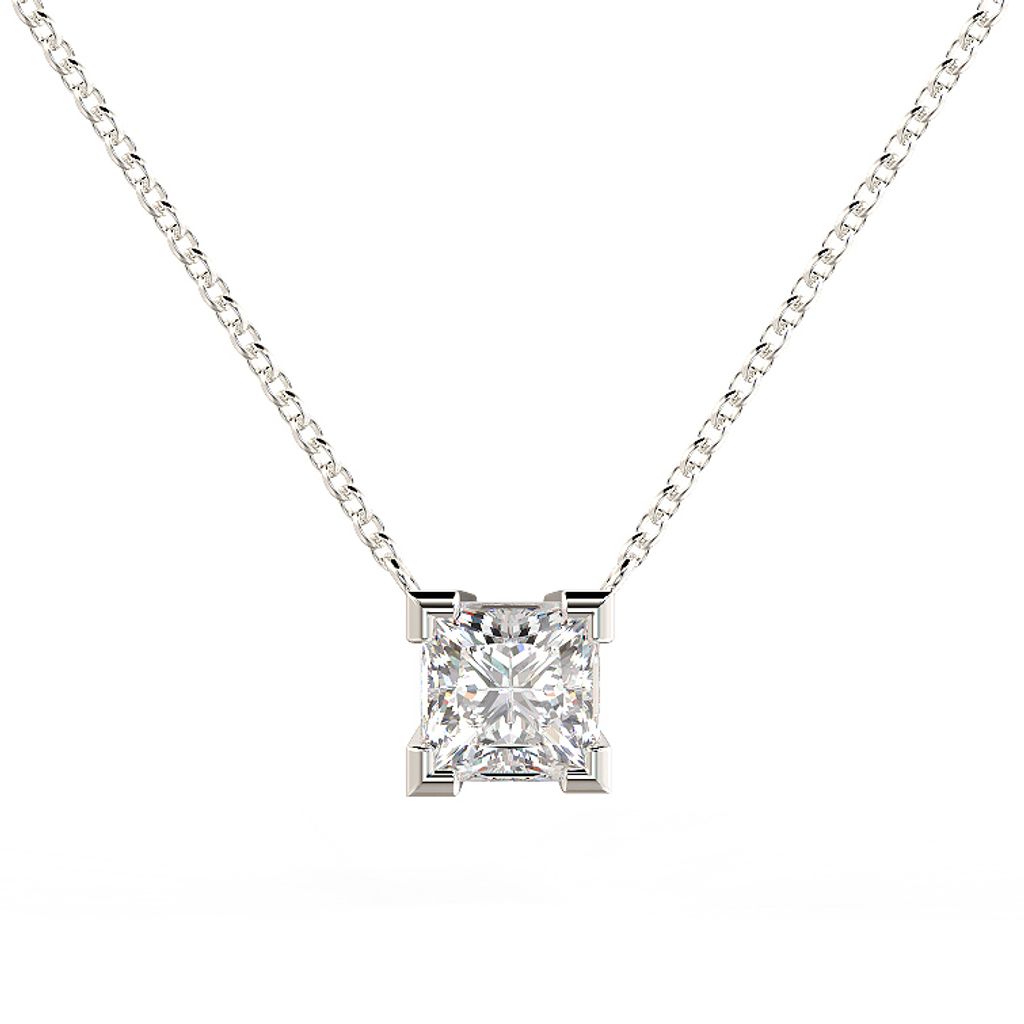 Princess Solitaire Diamond Pendant 1