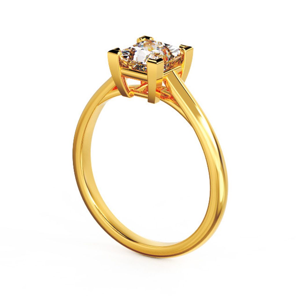 Princess Solitaire Diamond Ring Yellow