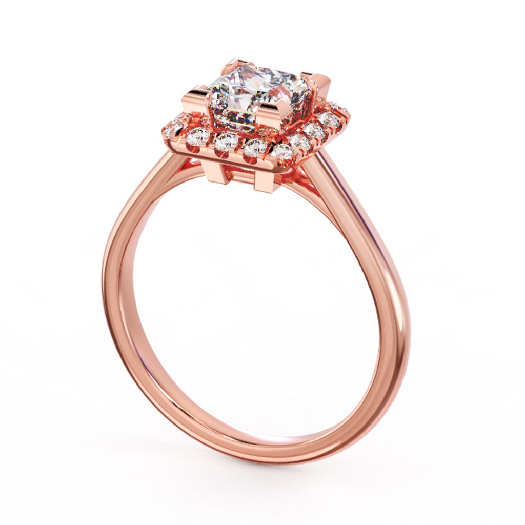 Princess Halo Diamond Ring Pink