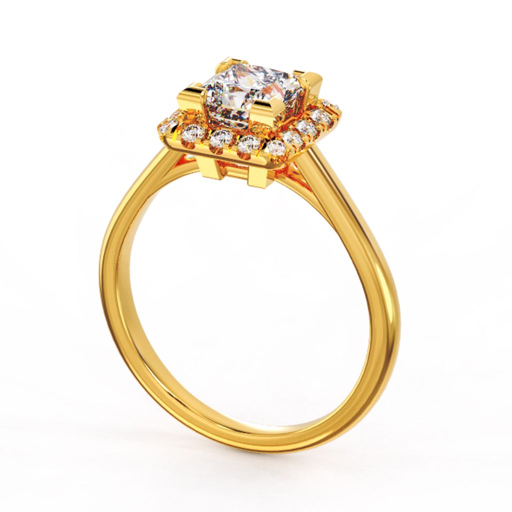 Princess Halo Diamond Ring Yellow