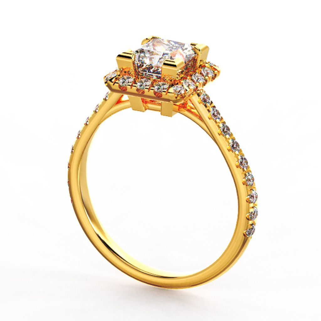 Princess Halo  Deluxe Diamond Ring Yellow