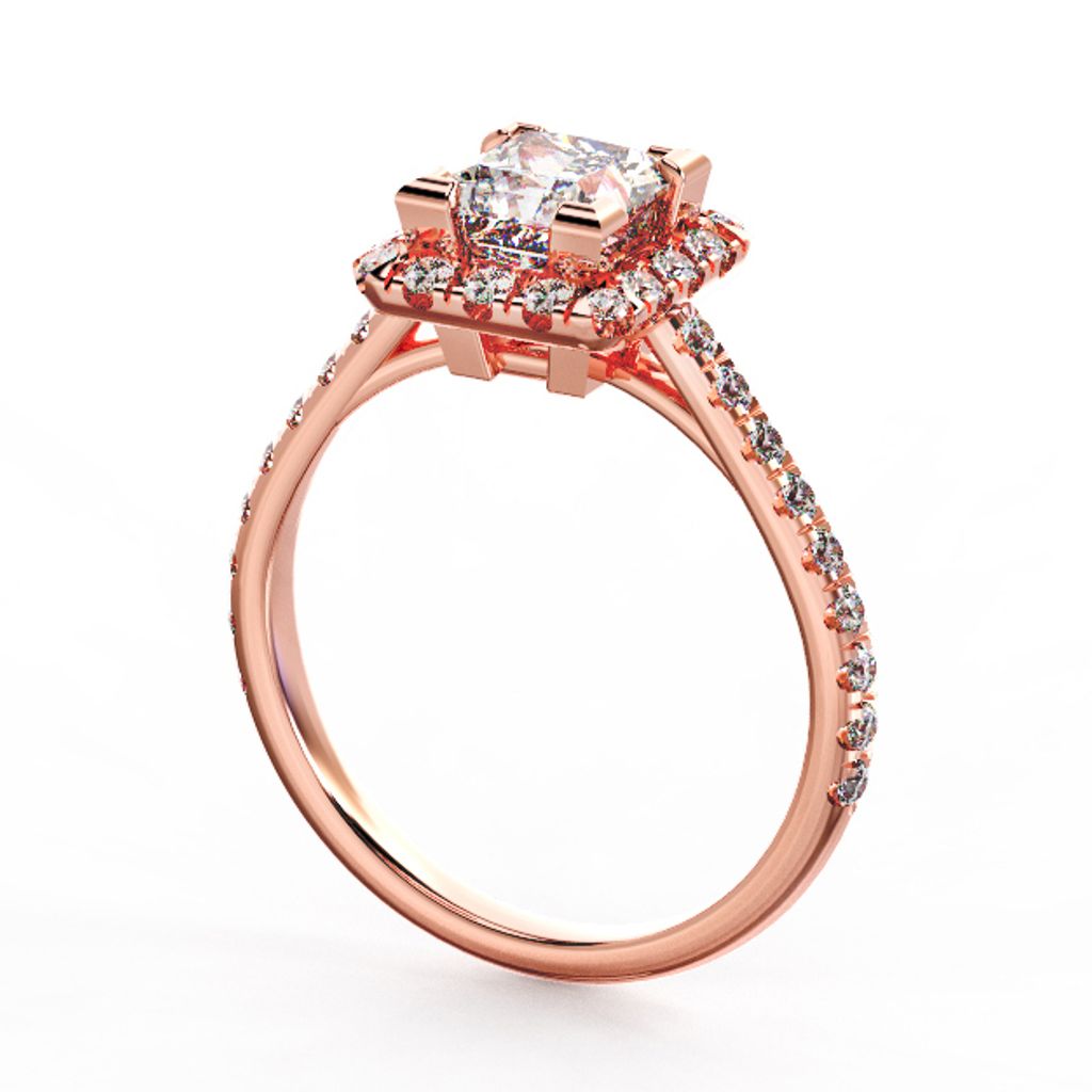Princess Halo  Deluxe Diamond Ring Pink