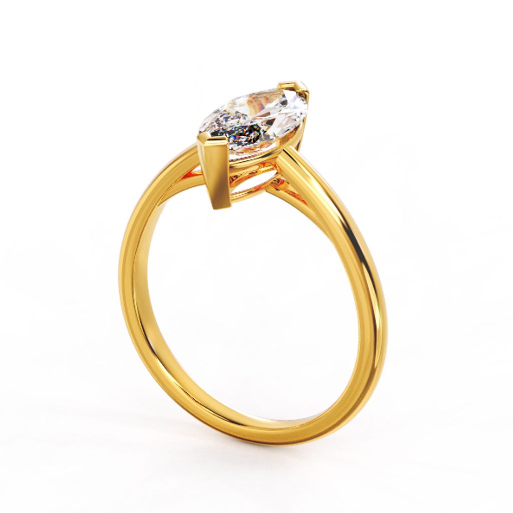 Marquise Solitaire Diamond Ring Yellow