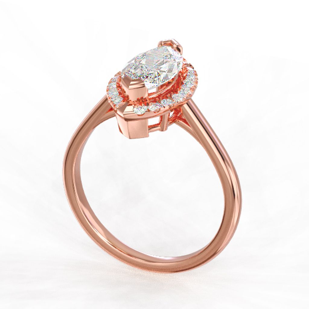 Marquise Halo Diamond Ring Pink