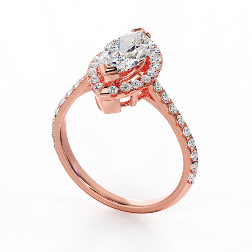 Marquise Halo Deluxe Diamond Ring Pink