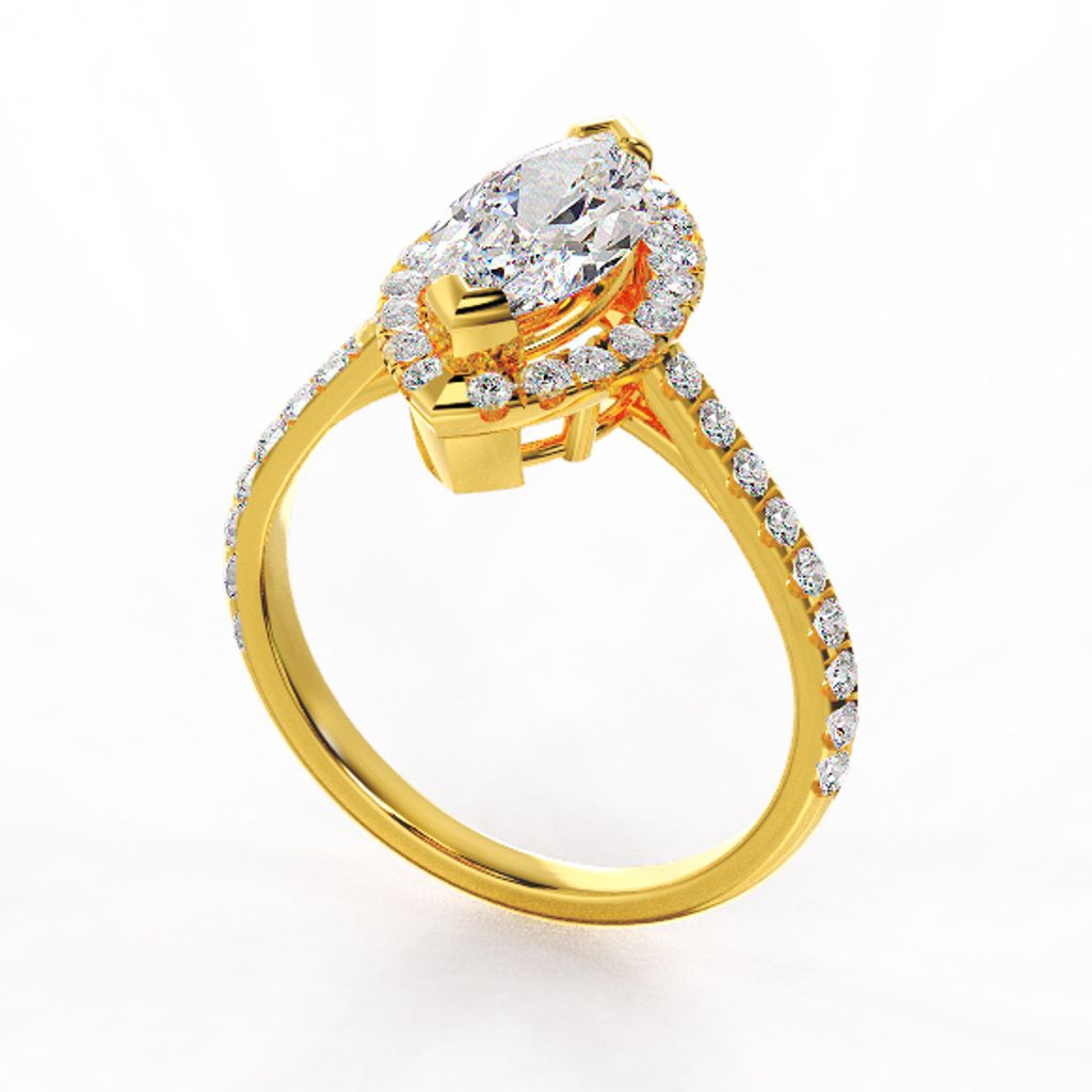 Marquise Halo Deluxe Diamond Ring Yellow