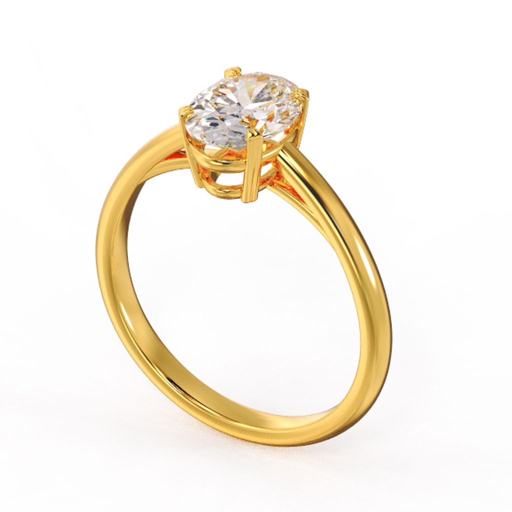 Oval Solitaire Diamond Ring Yellow