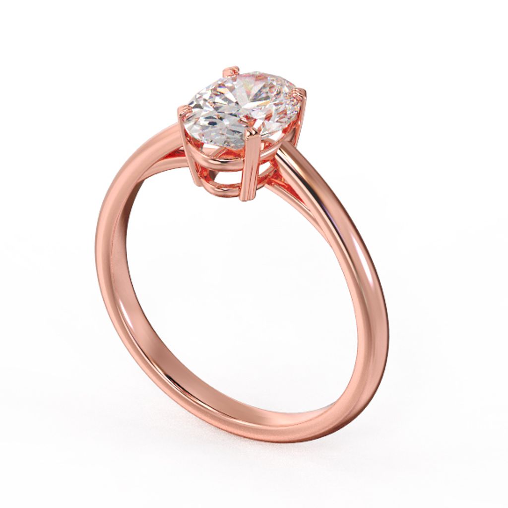 Oval Solitaire Diamond Ring Pink
