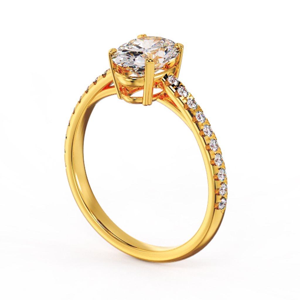 Oval Elegant Diamond Ring Yellow