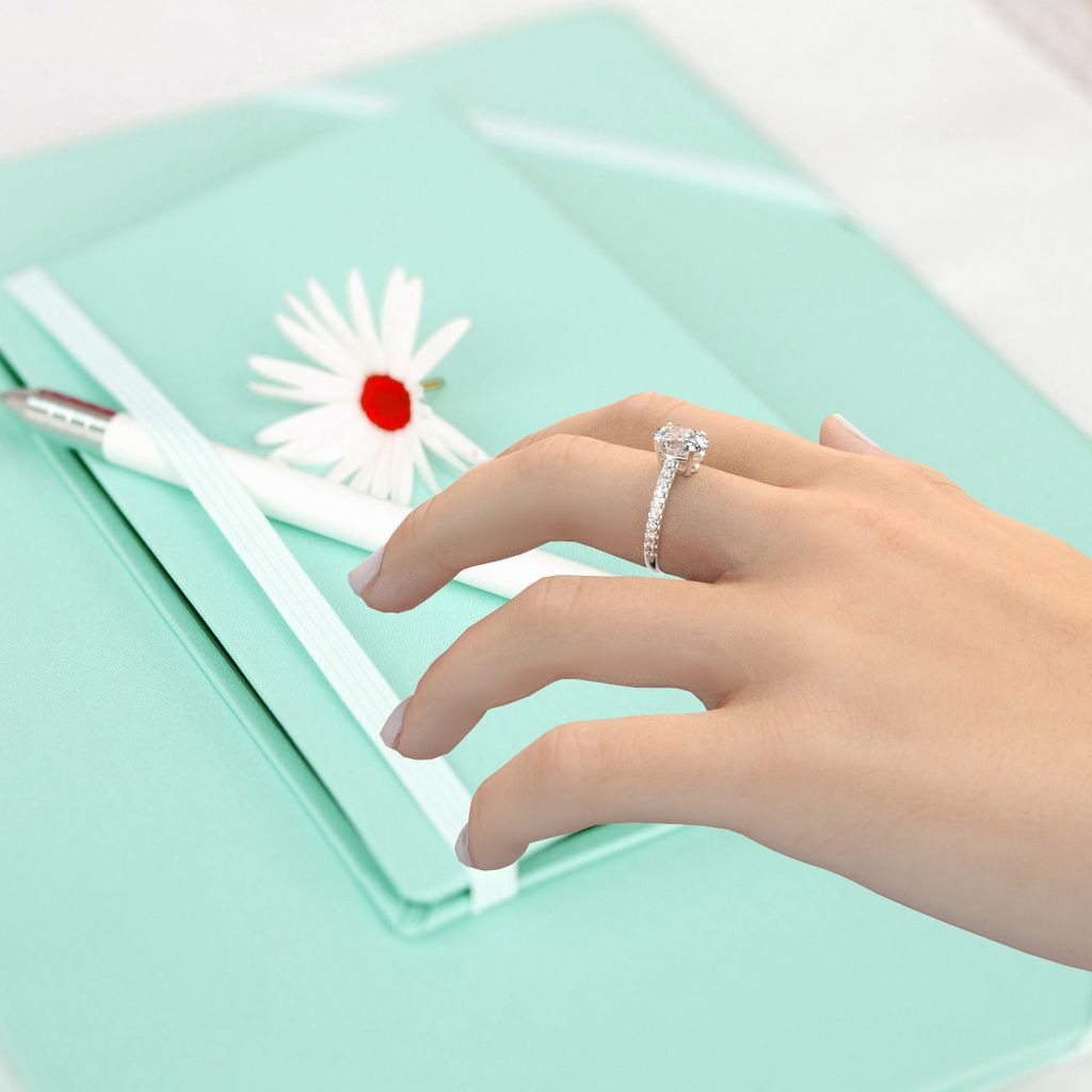 Oval Elegant Diamond Ring with Hand