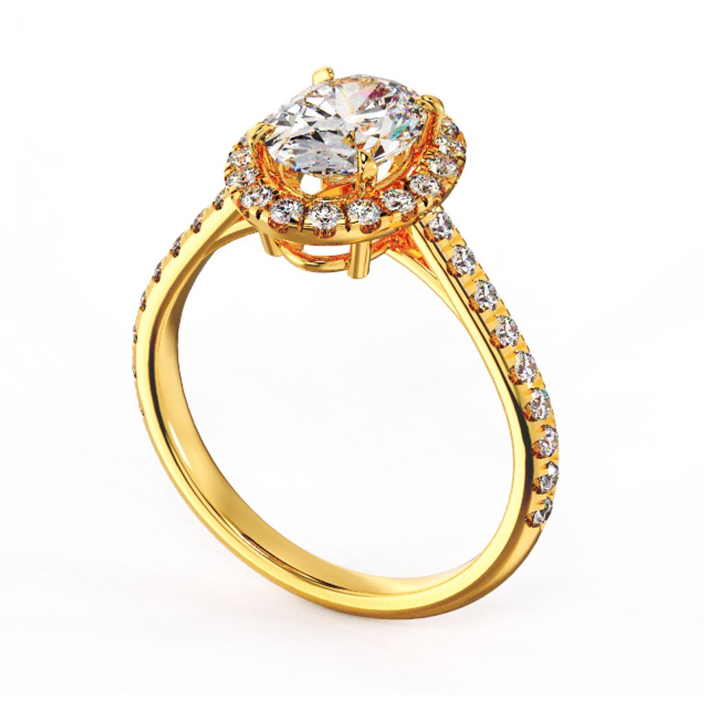 Oval Halo Deluxe Diamond Ring Yellow
