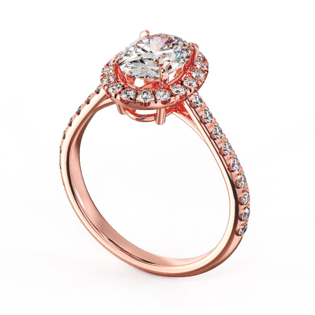 Oval Halo Deluxe Diamond Ring Pink