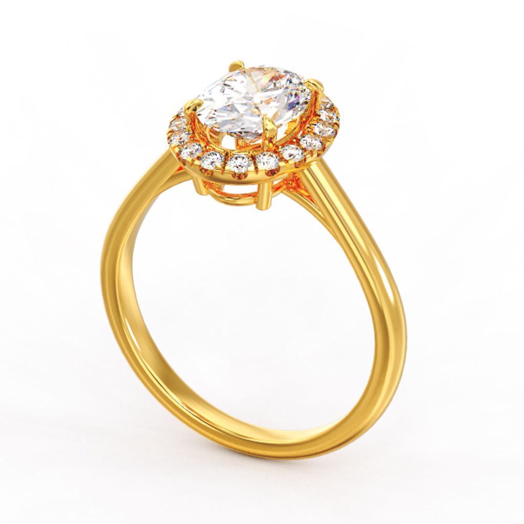 Oval Halo Diamond Ring Yellow