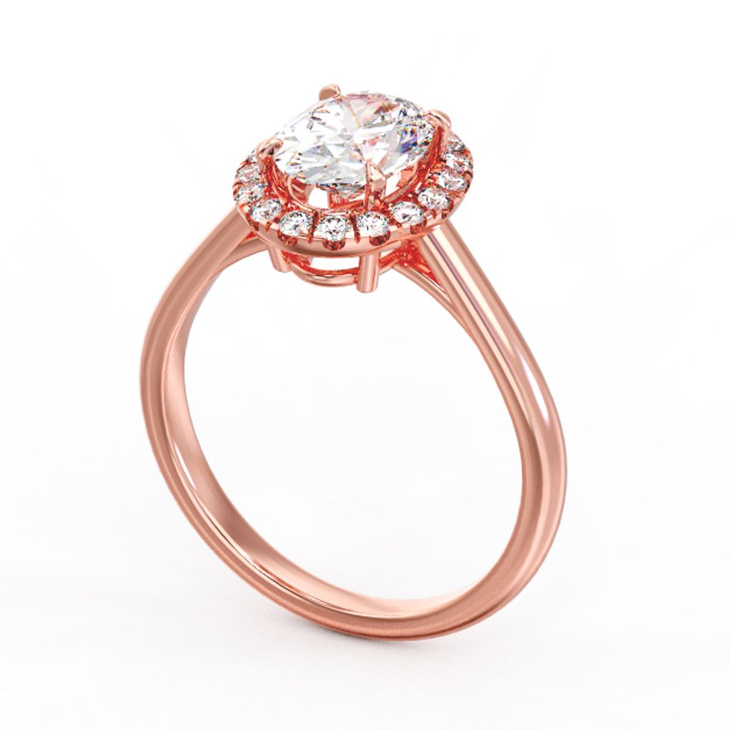 Oval Halo Diamond Ring Pink