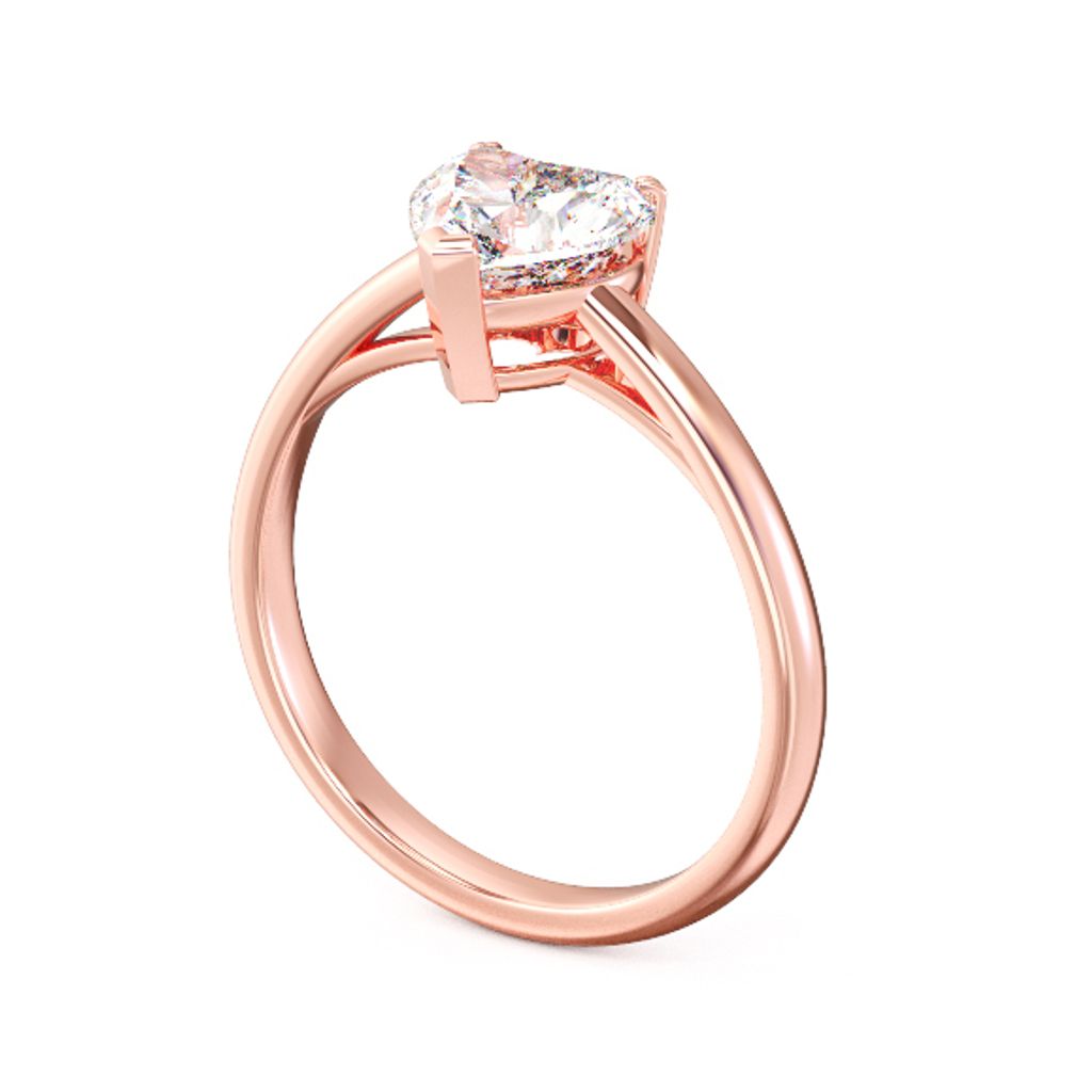 Heart Solitaire Diamond Ring Pink