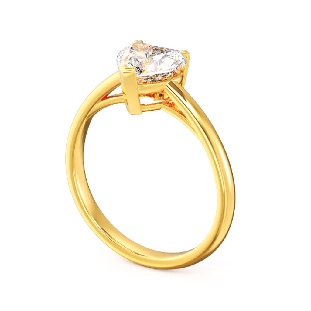 Heart Solitaire Diamond Ring Yellow