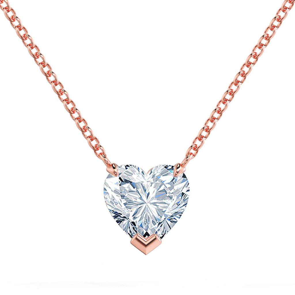 Heart Solitaire Diamond Pendant Pink OK