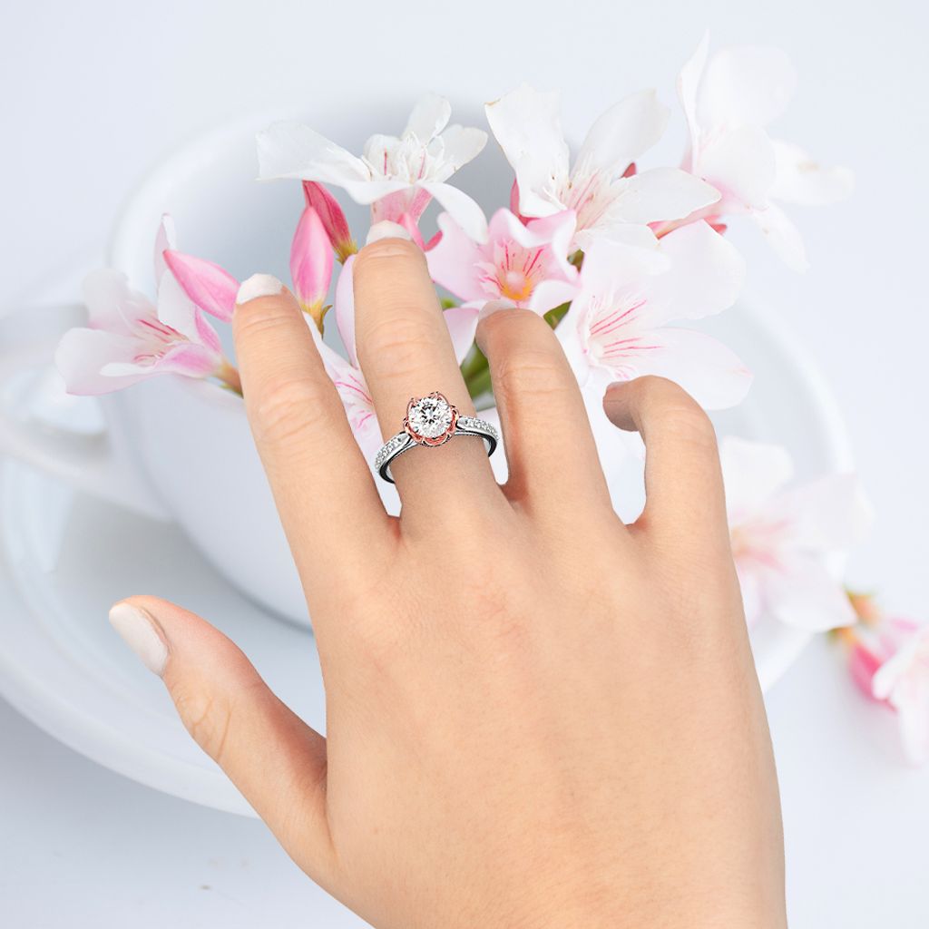 Tulip 1 ct Diamond Ring with Hand
