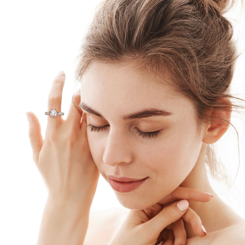 Tulip 1 ct Diamond Ring with Model OK