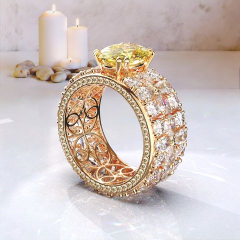Fancy Intense Yellow Oval Luxury Ring.1141.181