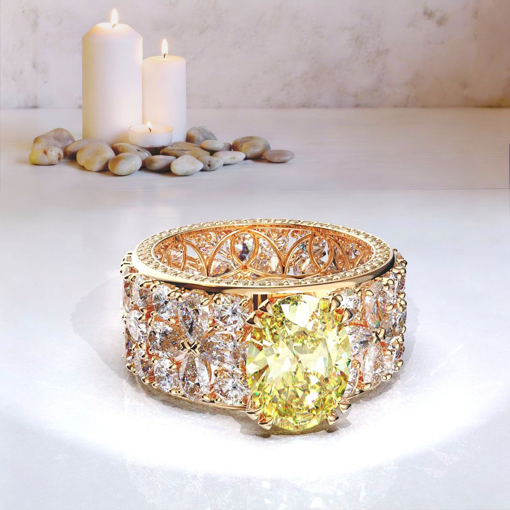 Fancy Intense Yellow Oval Luxury Ring 2.1142.1