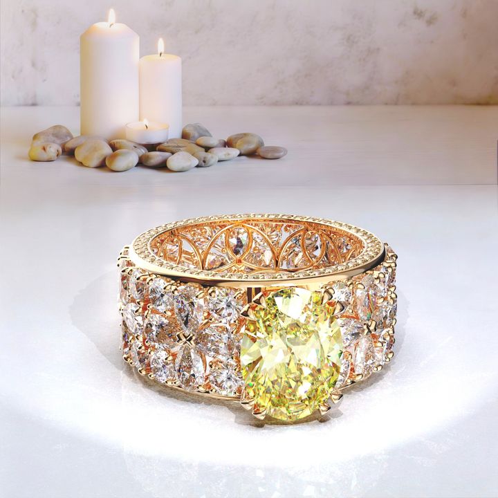 Fancy Intense Yellow Oval Luxury Ring 2.1142.1