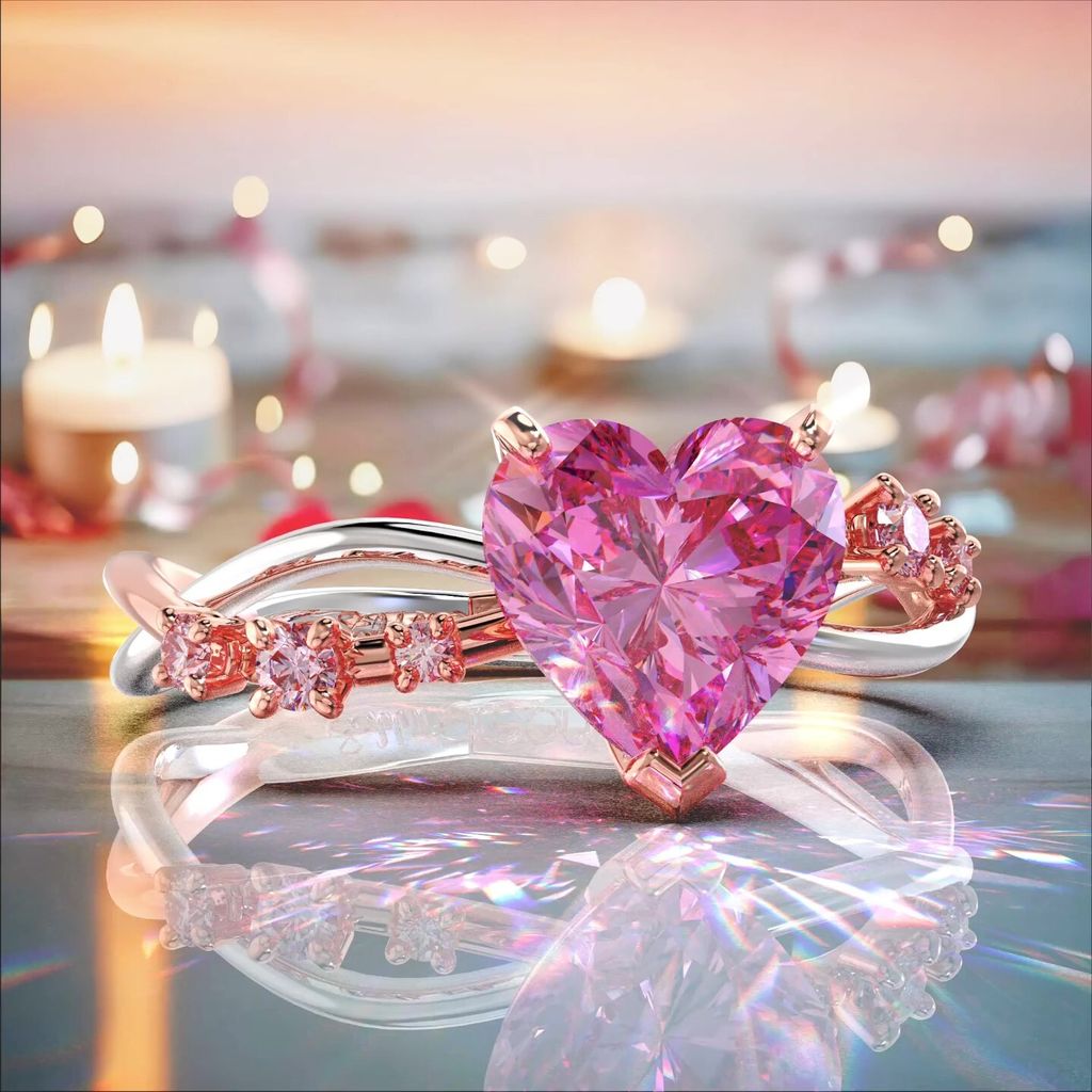 1.10 ct Fancy Vivid Pink Heart Diamond Ring  (2)