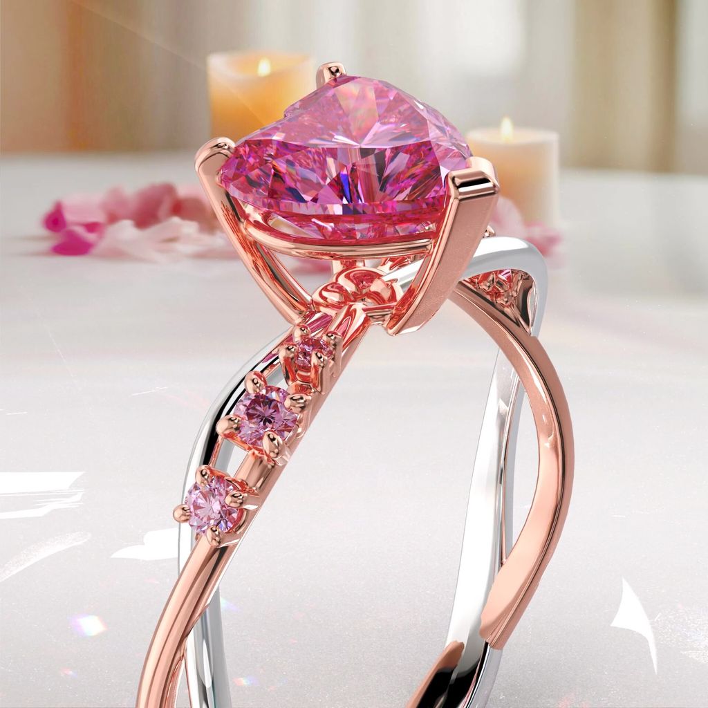 1.10 ct Fancy Vivid Pink Heart Diamond Ring  (1)