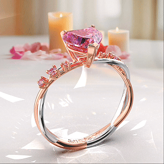 1.10 ct Fancy Vivid Pink Heart Diamond Ring 1 (1)